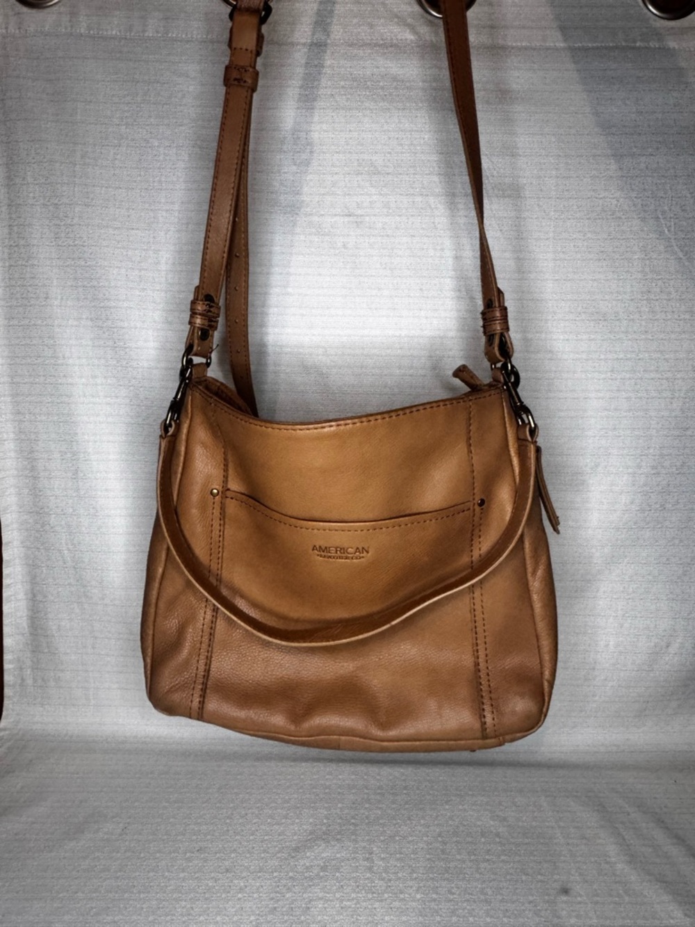 Vintage American Leather Co Crossbody Bag Brown Leather Purse Adjustable Strap - Picture 3 of 12